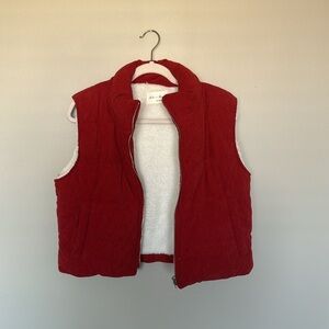 Red Corduroy and Fleece Vest